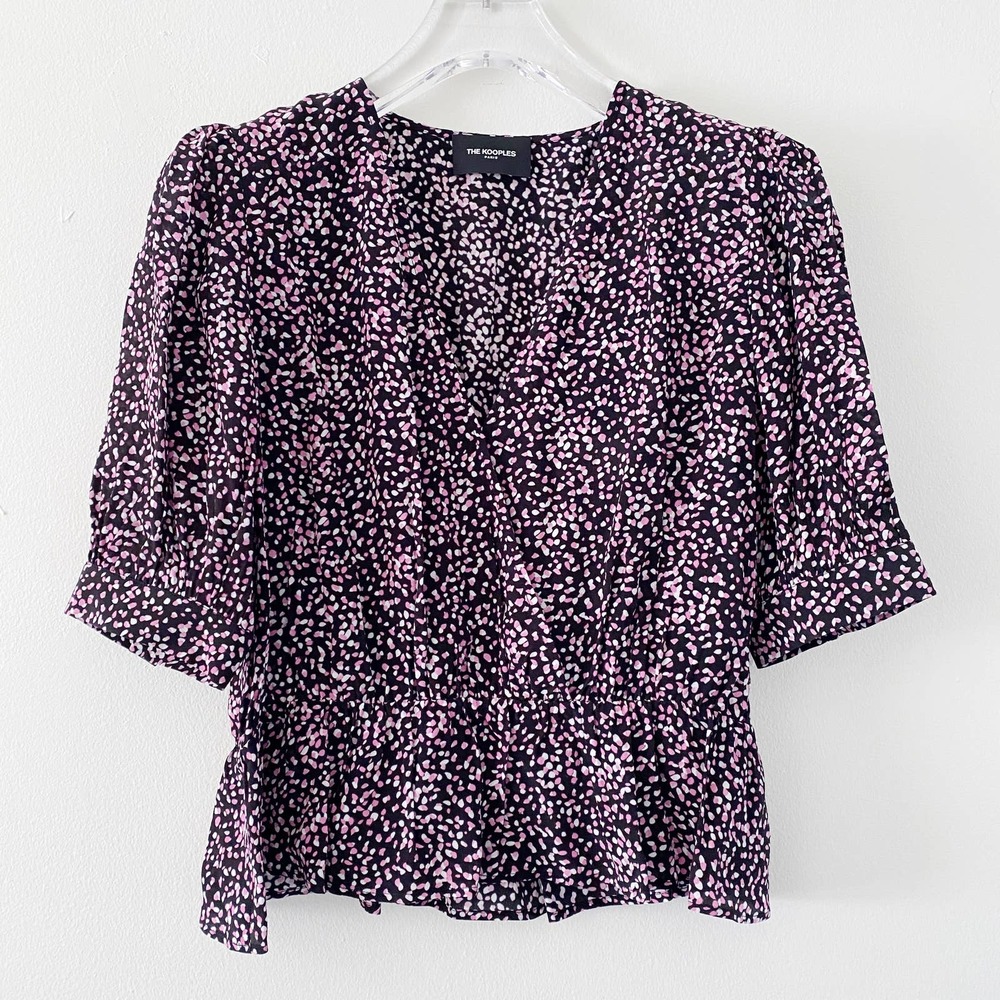 NEW The Kooples Wrap Top Elastic Waist Polka Dot
